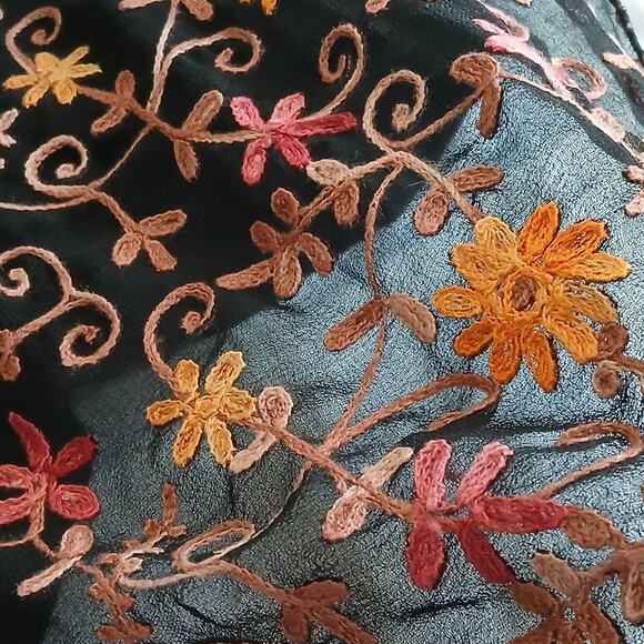 Handmade Women’s M Embroidered Floral Beaded Tassel Boho Cotton Midi Kurti Dress - Picture 8 of 12